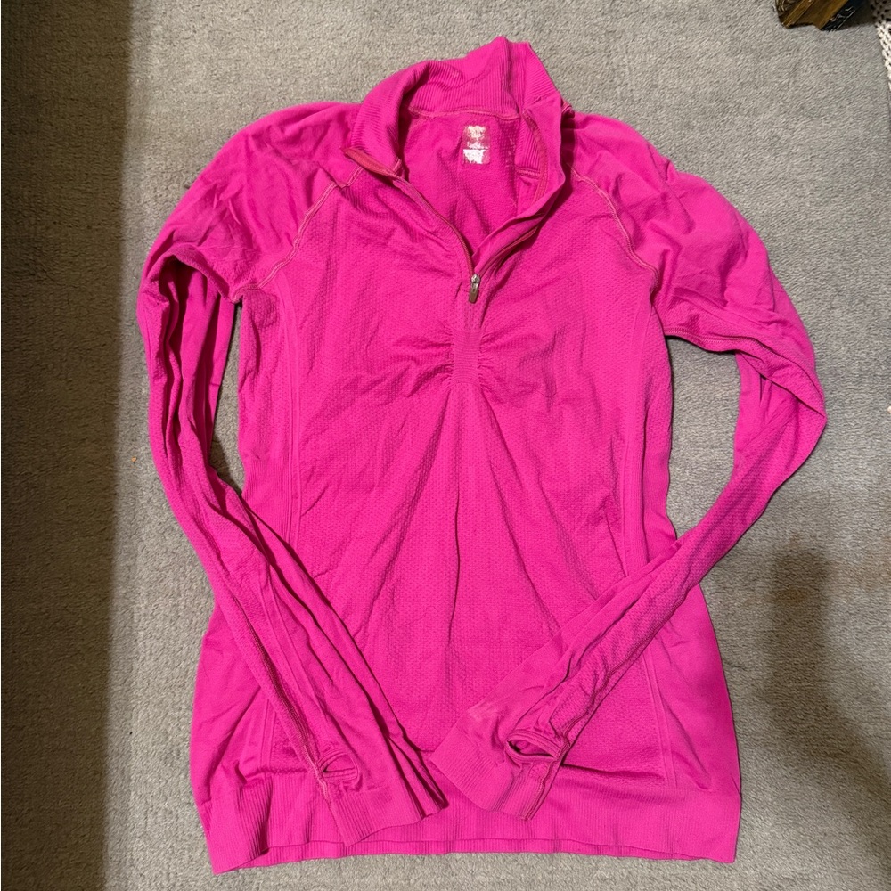Lucy Women’s Pink Quarter Zip Pullover Sweatshirt Size Large